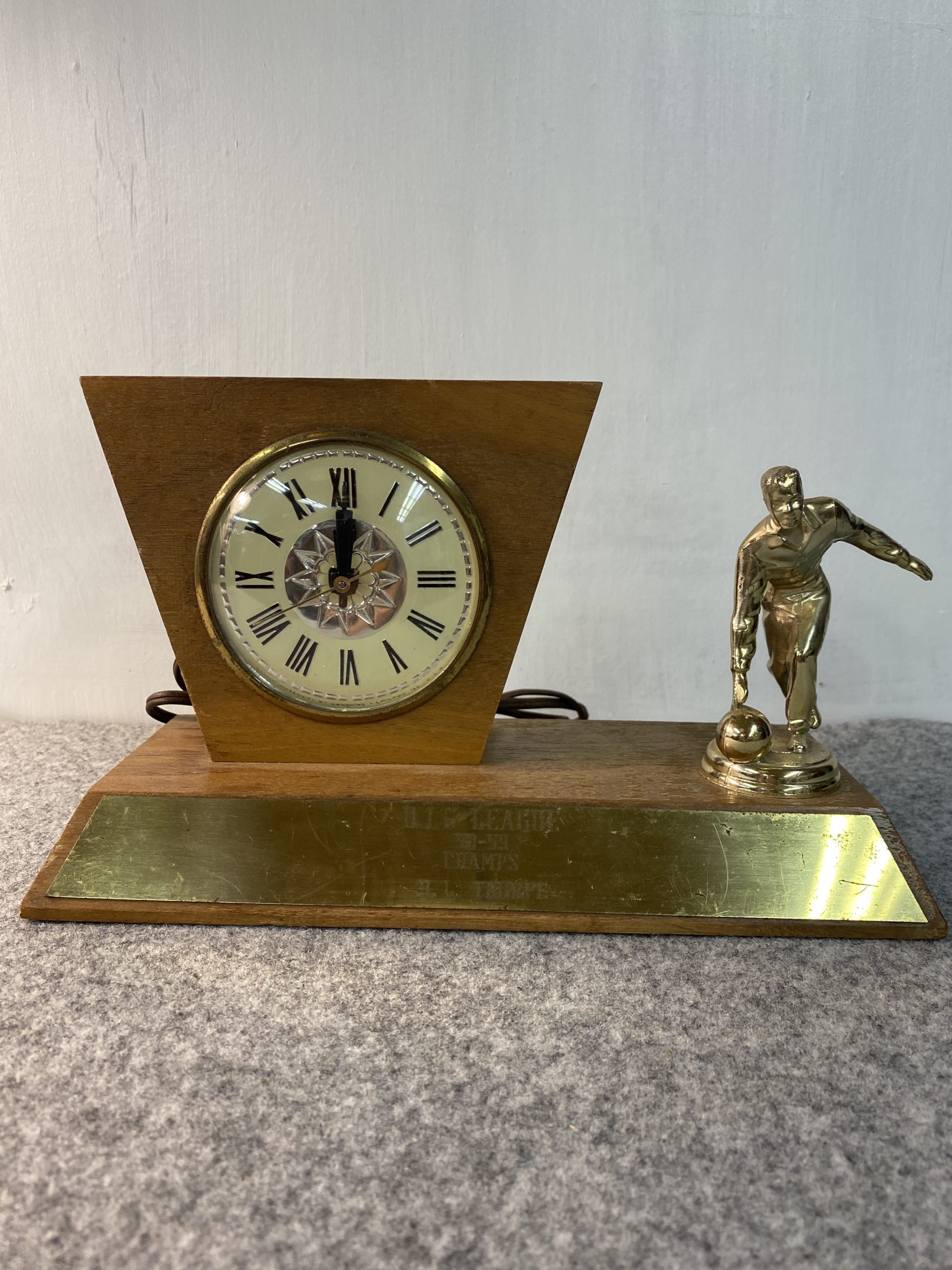 1950s ボーリング チャンピオントロフィー 置き時計 木製 | 京都